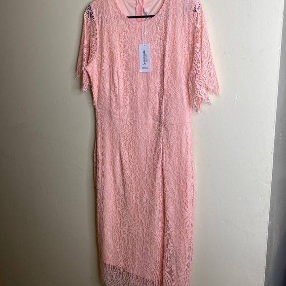 Lace pink cocktail dress very comfortable for an nice brunch outing very. - Picture 4 of 4